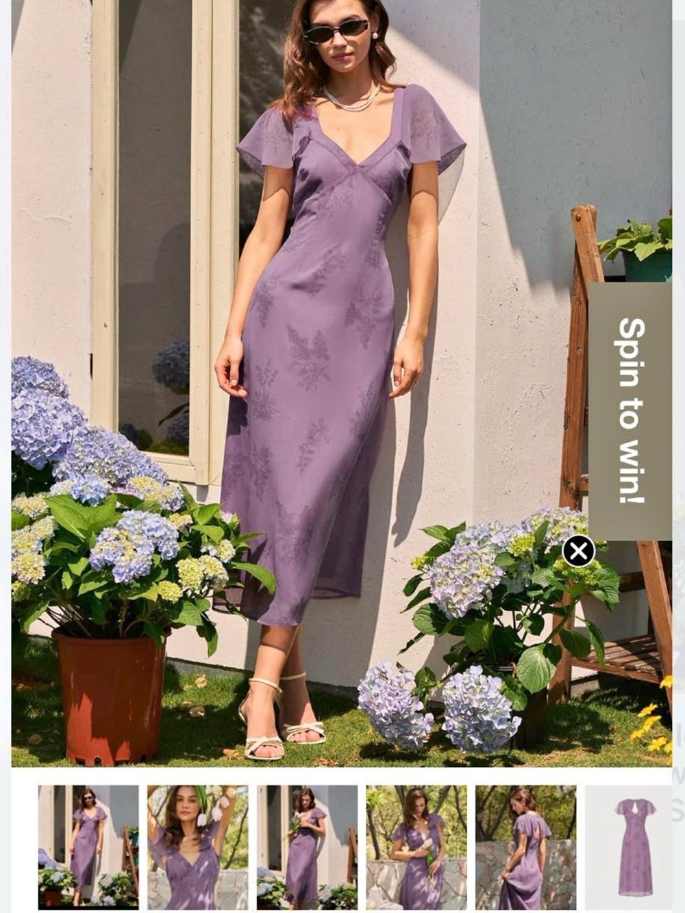 Purple Butterfly Sleeve Midi Dress